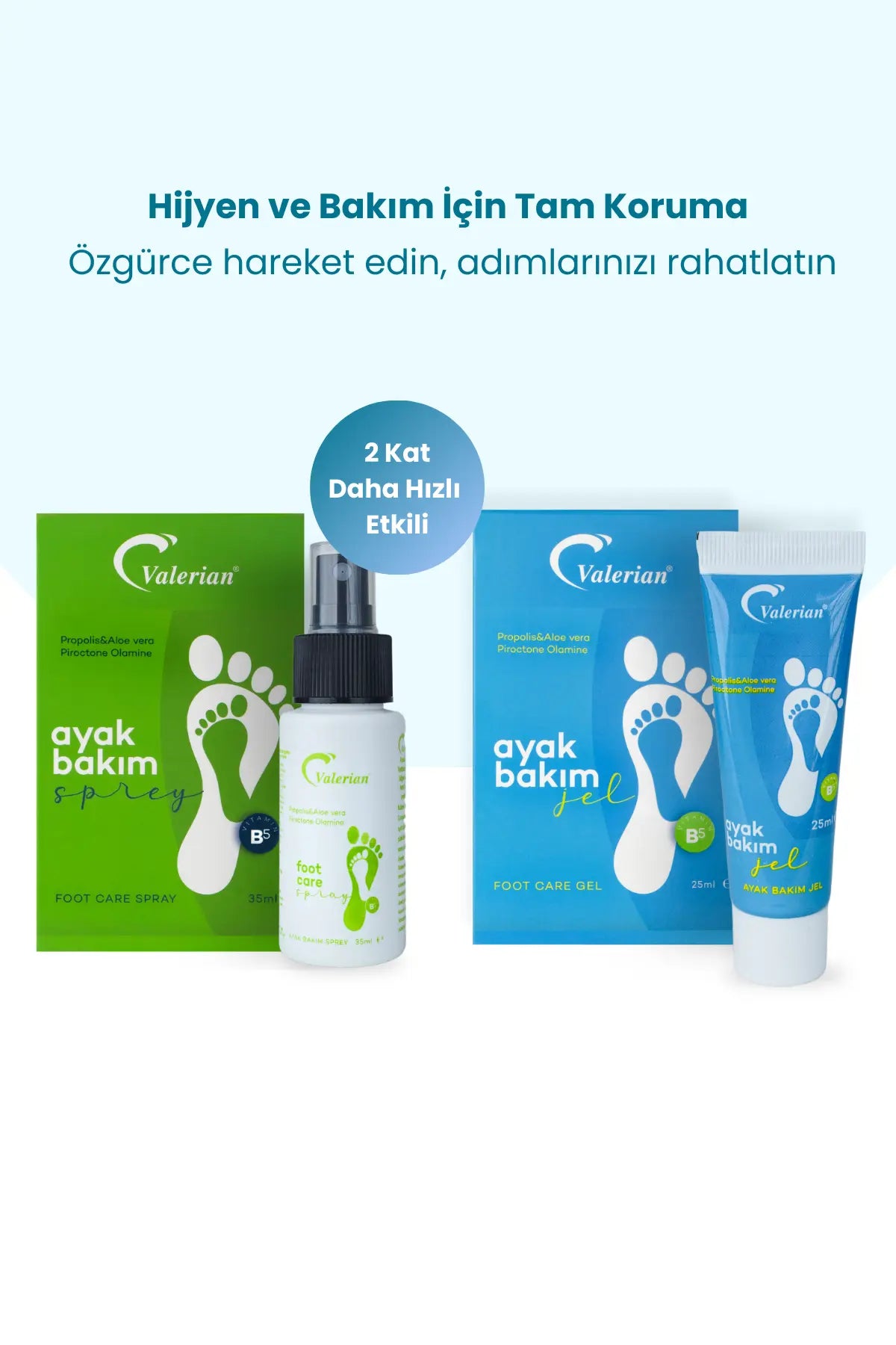 Valerian Ayak Sprey & Jel Seti – Çift Etkili Ferahlık ve Nem