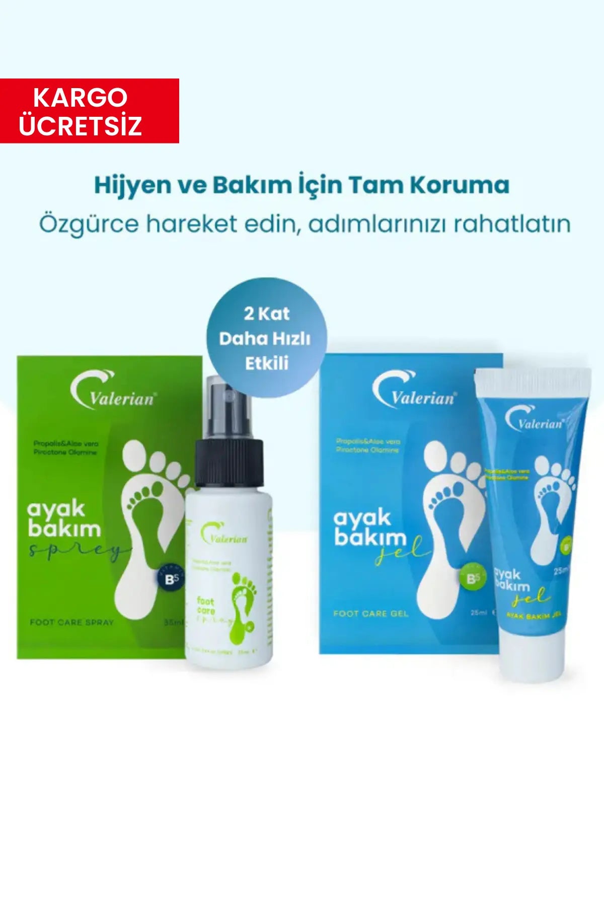 Valerian Ayak Sprey & Jel Seti – Çift Etkili Ferahlık ve Nem